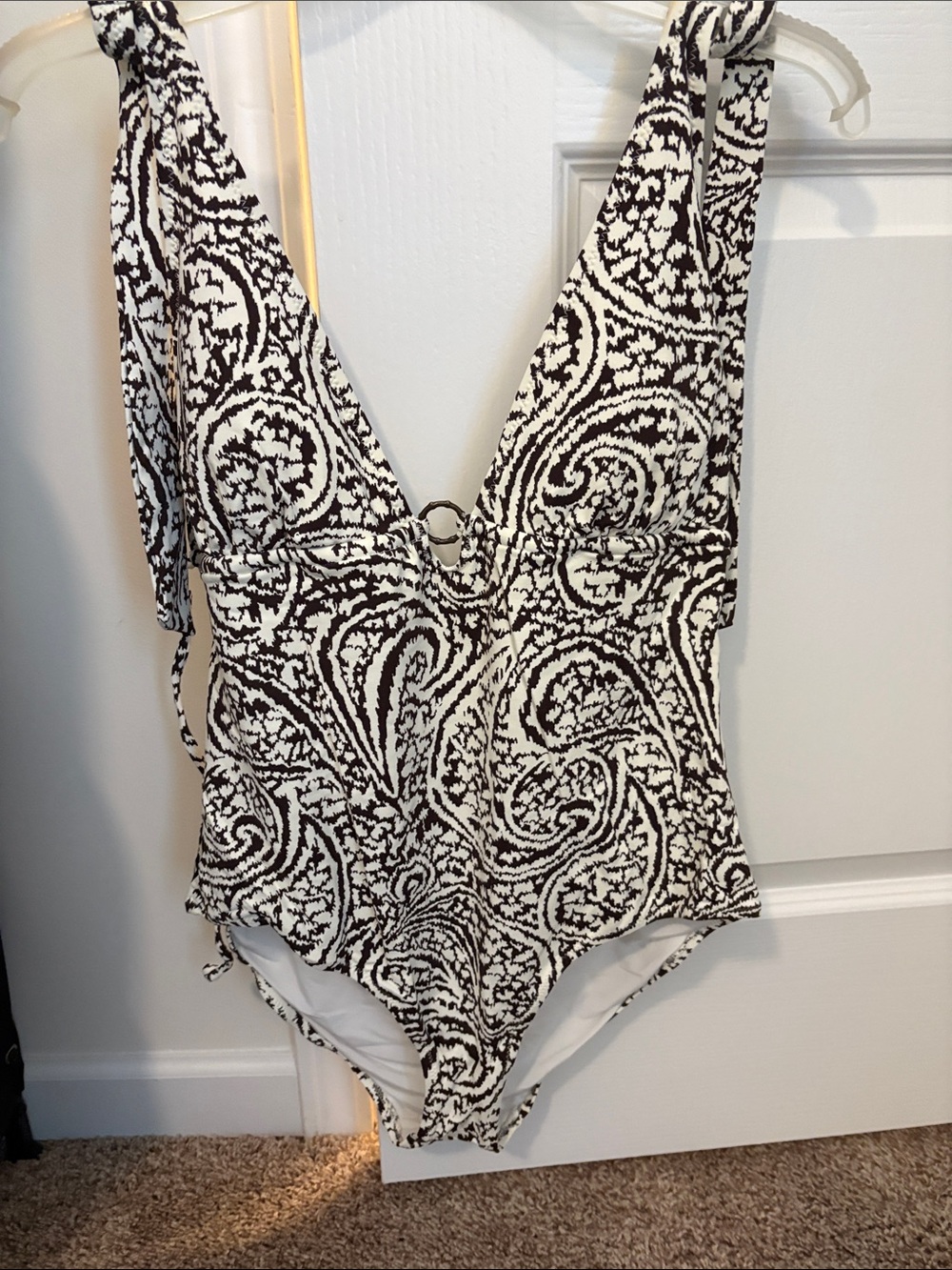 Banana Republic Brown & White Paisley One-Piece Swimsuit